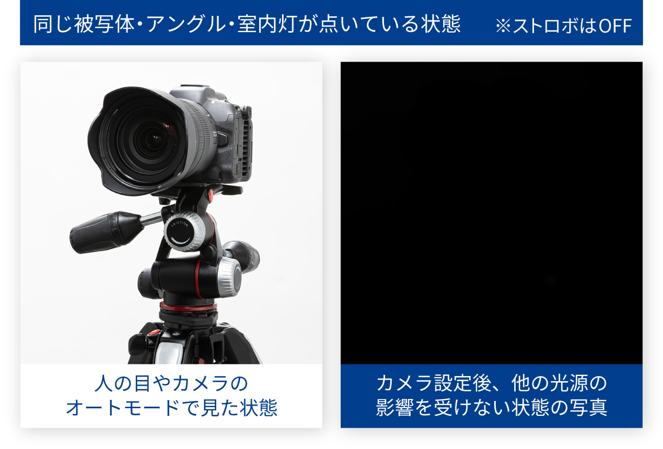 同じ被写体・アングル・室内灯が点いている状態 ※ストロボはOFF